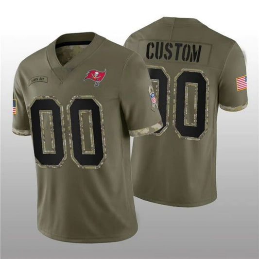Football Jerseys Custom TB.Buccaneers ACTIVE PLAYER 2022 Olive Salute To Service Limited Jersey American Stitched Jerseys