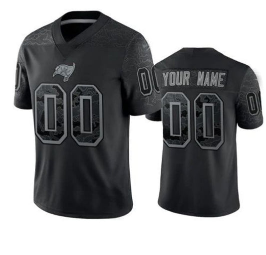 Football Jerseys Custom TB.Buccaneers Active Player Black Reflective Limited Jersey American Stitched Jerseys