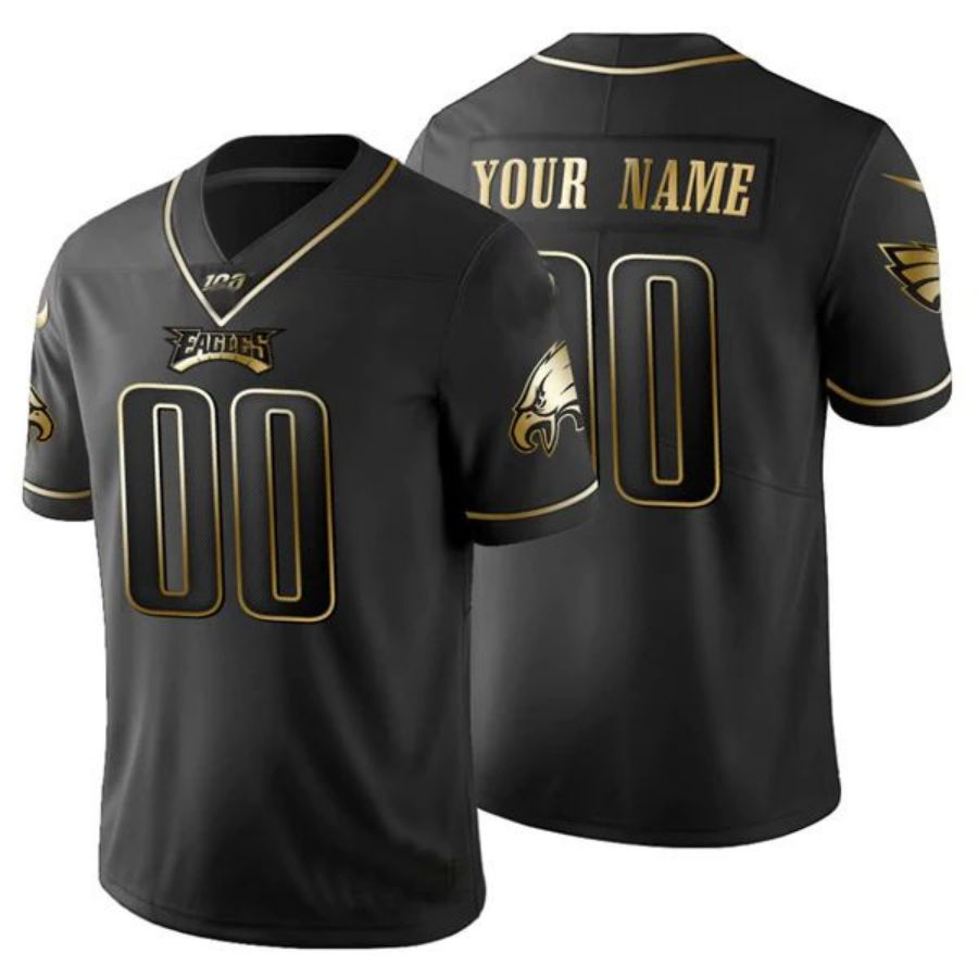 Football Jerseys P.Eagles Custom Black Golden Limited 100 Jersey American Stitched Jerseys