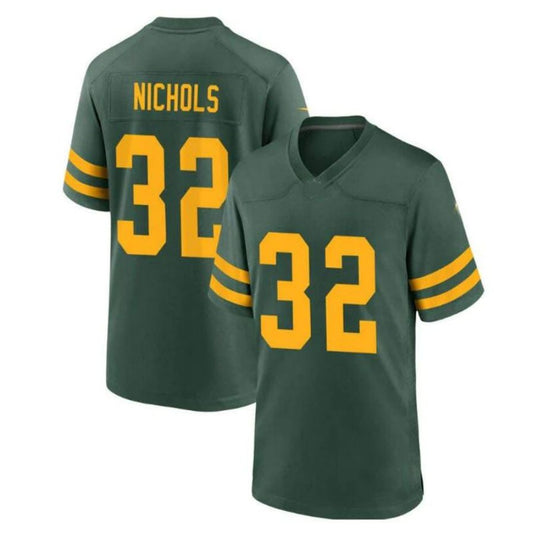 GB.Packers #32 Lew Nichols Alternate Player Game Jersey - Green Stitched American Football Jerseys