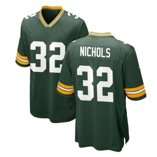 GB.Packers #32 Lew Nichols Game Player Jersey - Green Stitched American Football Jerseys