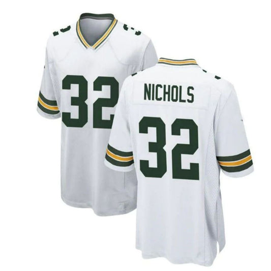 GB.Packers #32 Lew Nichols Game Player Jersey - White Stitched American Football Jerseys