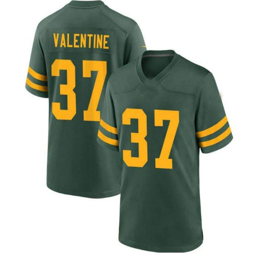 GB.Packers #37 Carrington Valentine Alternate Player Jersey - Green Stitched American Football Jerseys