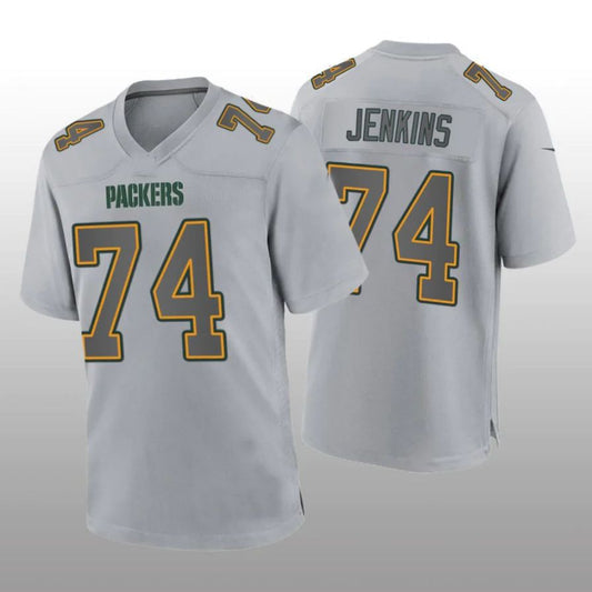 GB.Packers #74 Elgton Jenkins Gray Atmosphere Player Game Jersey Stitched American Football Jerseys