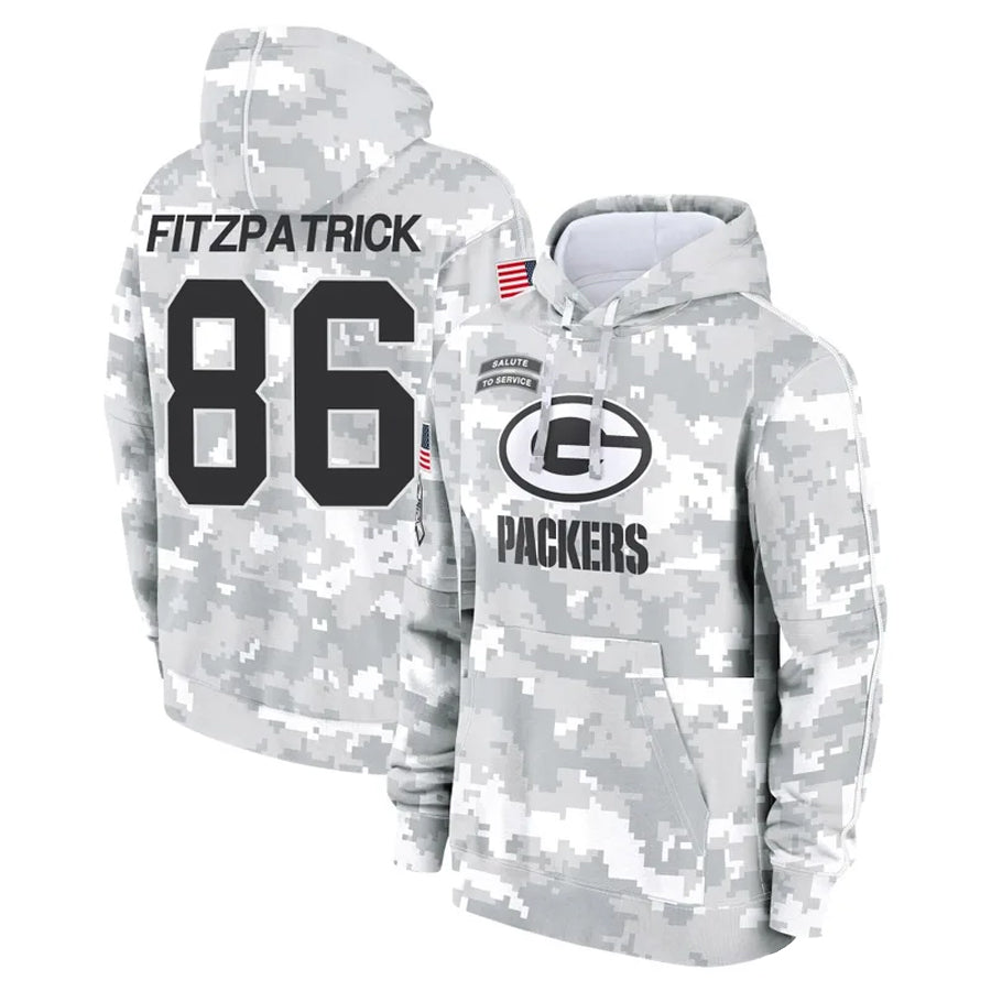 GB.Packers #86 John FitzPatrick Player Arctic Camo Salute To Service Hoodies Game Football Jerseys