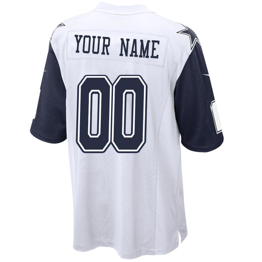 Custom D.Cowboys White-Navy Stitched Player Game Football Jerseys