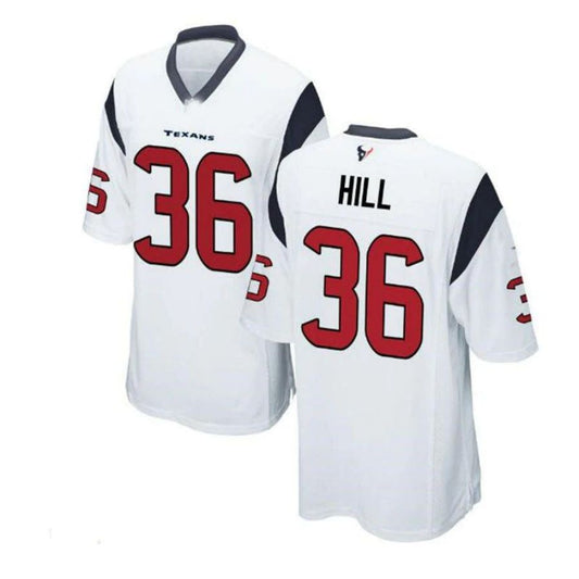 H.Texans #36 Brandon Hill Game Player Jersey - White Stitched American Football Jerseys