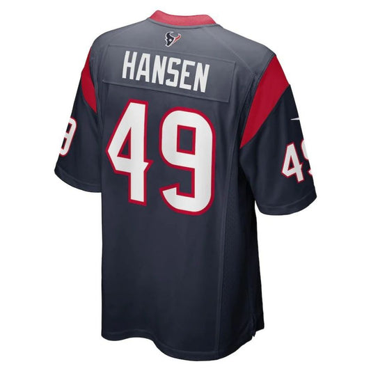 H.Texans #49 Jake Hansen Navy Game Player Jersey Stitched American Football Jerseys