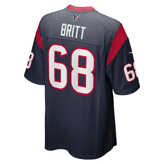 H.Texans #68 Justin Britt Navy Player Game Jersey Stitched American Football Jerseys
