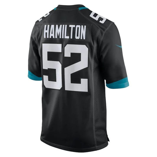 J.Jaguars #52 DaVon Hamilton Black Player Game Jersey Stitched American Football Jerseys