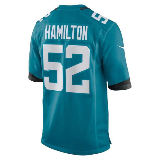 J.Jaguars #52 DaVon Hamilton Teal Game Player Jersey Stitched American Football Jerseys