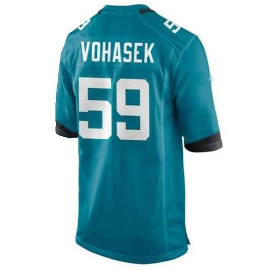 J.Jaguars #59 Raymond Vohasek Alternate Player Game Jersey - Teal Stitched American Football Jerseys