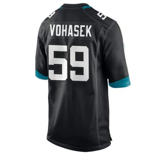J.Jaguars #59 Raymond Vohasek Player Game Jersey - Black Stitched American Football Jerseys