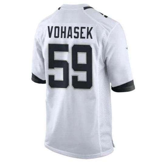 J.Jaguars #59 Raymond Vohasek Player Game Jersey - White Stitched American Football Jerseys