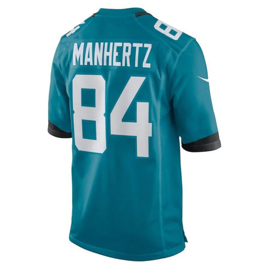 J.Jaguars #84 Chris Manhertz Teal Player Game Jersey Stitched American Football Jerseys