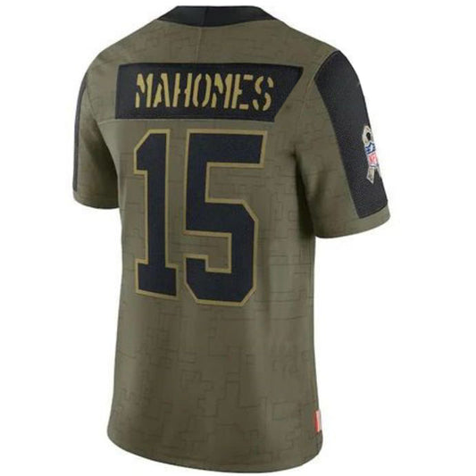 KC.Chiefs #15 Patrick Mahomes Olive Salute To Service Limited Player Game Football Jerseys