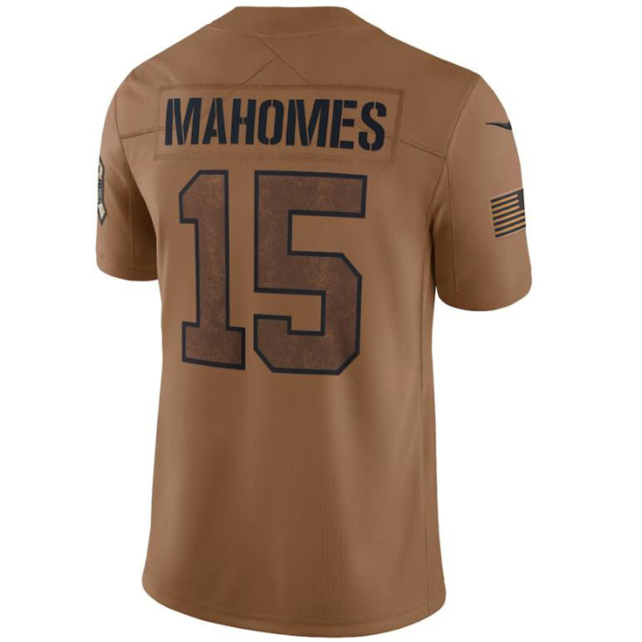 KC.Chiefs #15 Patrick Mahomes Player Brown 2023 Salute To Service Limited Football Jersey