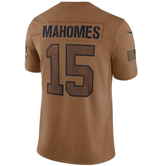 KC.Chiefs #15 Patrick Mahomes Player Brown 2023 Salute To Service Limited Football Jersey