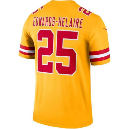 KC.Chiefs #25 Clyde Edwards Gold Inverted Legend Jersey Stitched American Football Jerseys