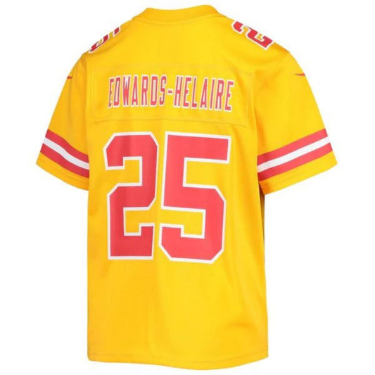 KC.Chiefs #25 Clyde Edwards Gold Inverted Team Game Jersey Stitched American Football Jerseys