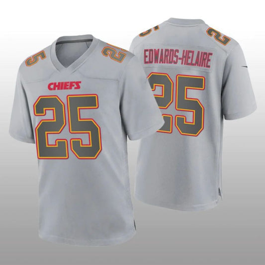KC.Chiefs #25 Clyde Edwards-Helaire Gray Atmosphere Game Player Jersey Stitched American Football Jerseys