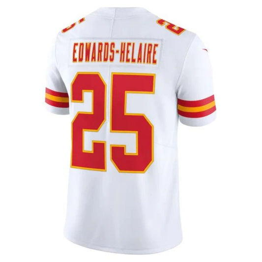 KC.Chiefs #25 Clyde Edwards White Vapor Limited Jersey Stitched American Football Jerseys