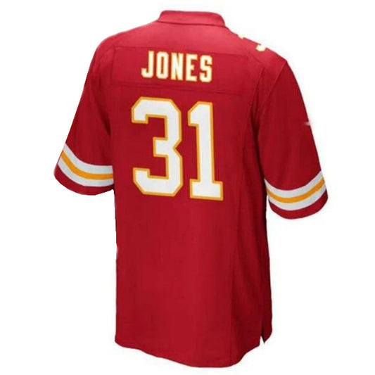 KC.Chiefs #31 Nic Jones Player Game Jersey - Red Stitched American Football Jerseys