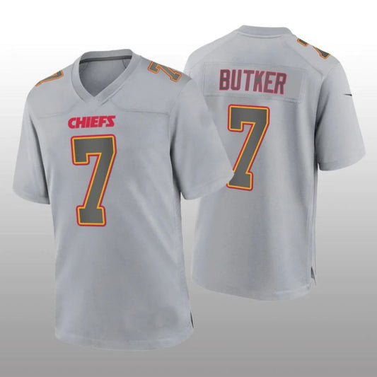 KC.Chiefs #7 Harrison Butker Gray Atmosphere Player Game Jersey Stitched American Football Jerseys