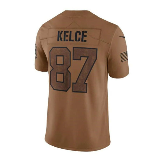 KC.Chiefs #87 Travis Kelce Brown 2023 Salute To Service Limited Player Jersey Stitched American Football Jerseys