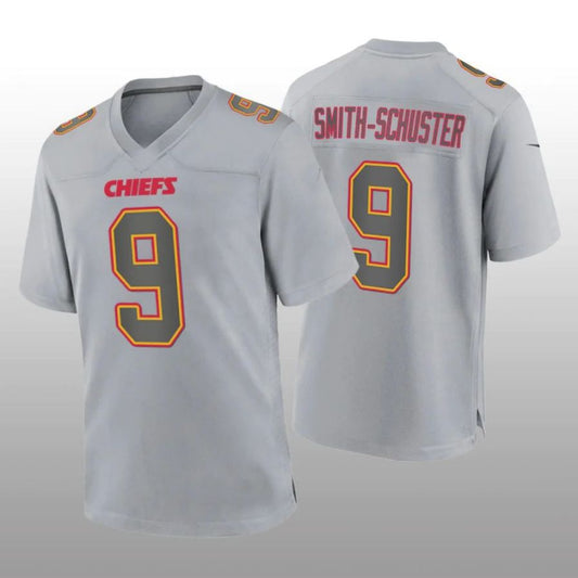 KC.Chiefs #9 JuJu Smith-Schuster Gray Atmosphere Game Player Jersey Stitched American Football Jerseys
