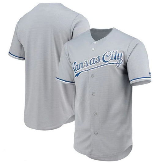 Custom Kansas City Royals Majestic Team Official Jersey - Gray Baseball Jerseys