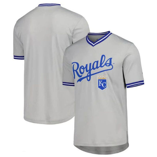 Custom Kansas City Royals V-Neck Jersey - Gray Baseball Jerseys