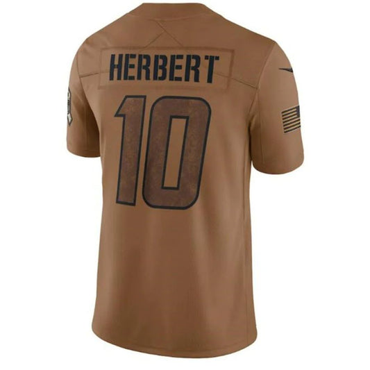 LA.Chargers #10 Justin Herbert Brown 2023 Salute To Service Limited Player Jersey Stitched American Football Jerseys