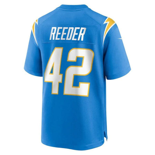 LA.Chargers #42 Troy Reeder Powder Blue Player Game Jersey Stitched American Football Jerseys