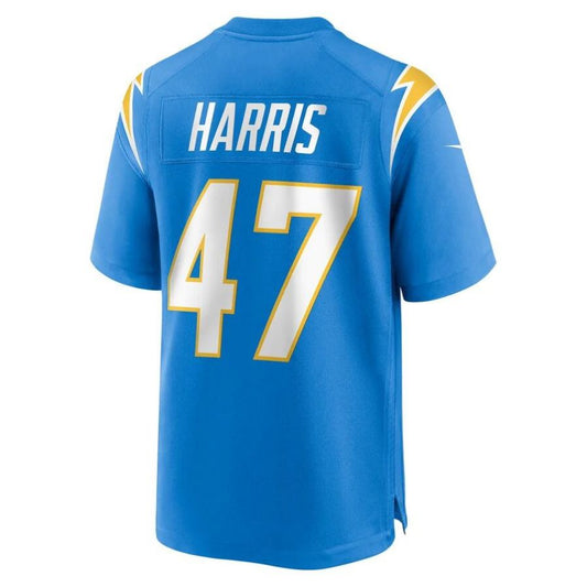 LA.Chargers #47 Josh Harris Powder Blue Player Game Jersey Stitched American Football Jerseys