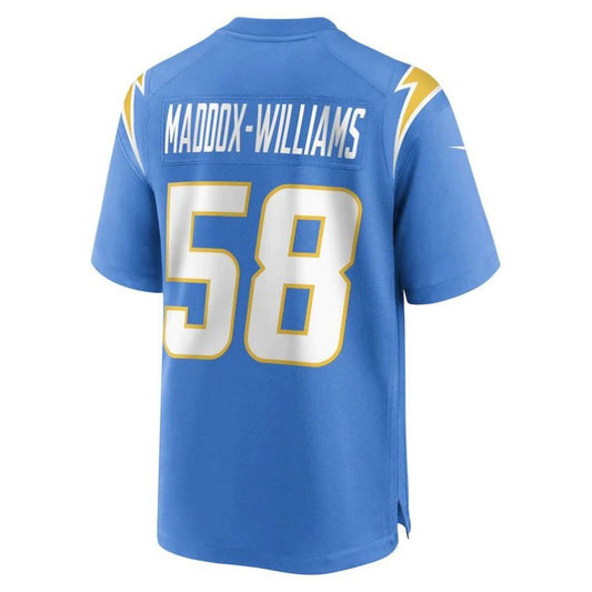 LA.Chargers #58 Tyreek Maddox-Williams Powder Blue Game Player Jersey Stitched American Football Jerseys