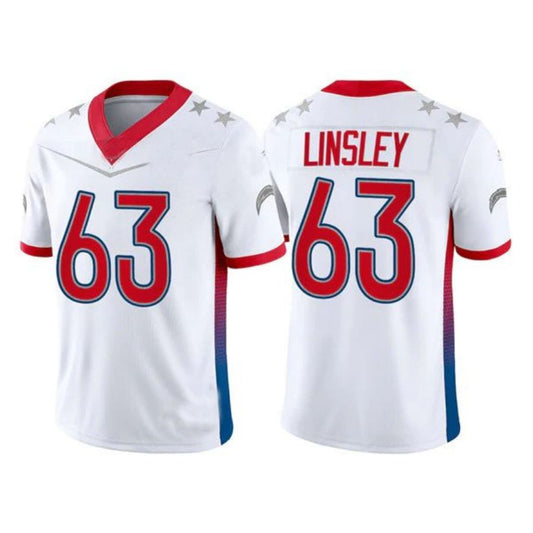 LA.Chargers #63 Corey Linsley 2022 White Pro Bowl Stitched Player Jersey American Football Jerseys