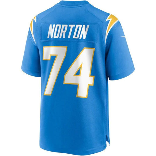 LA.Chargers #74 Storm Norton Powder Blue Team Player Game Jersey Stitched American Football Jerseys