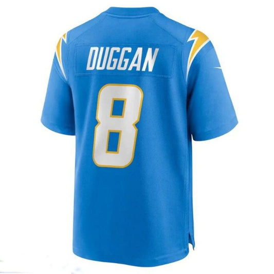 LA.Chargers #8 Max Duggan Team Player Game Jersey - Powder Blue Stitched American Football Jerseys