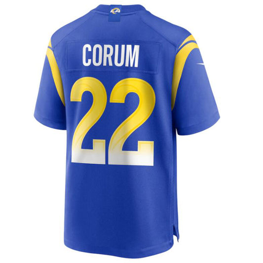 LA.Rams #22 Blake Corum Royal 2024 Draft Game Player Jersey American Stitched Football Jerseys