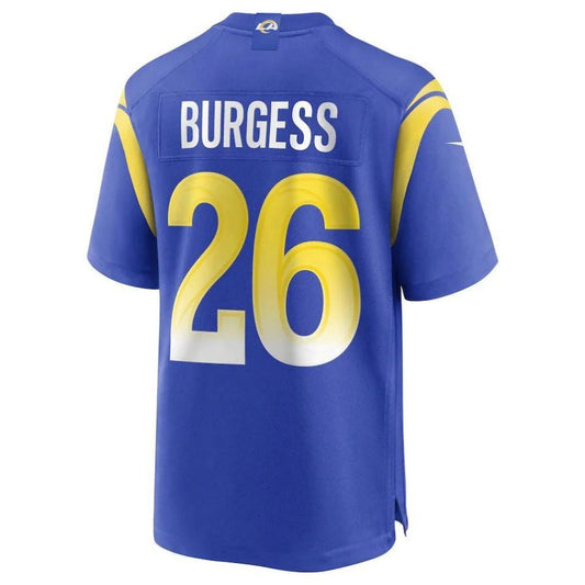 LA.Rams #26 Terrell Burgess Royal Player Game Jersey Stitched American Football Jerseys
