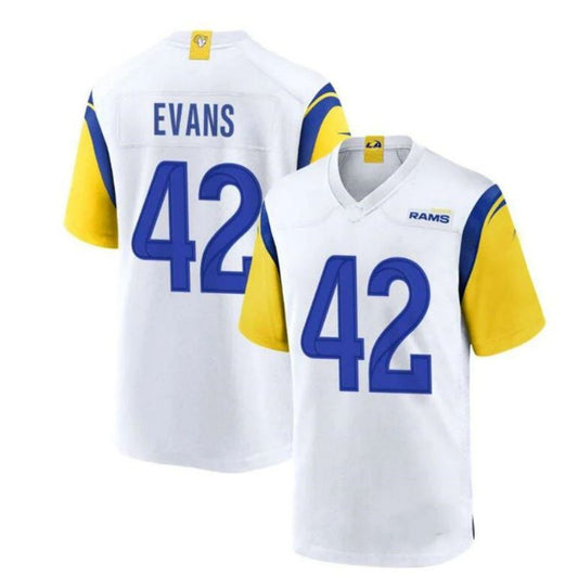 LA.Rams #42 Ethan Evans Alternate Player Game Jersey - White Stitched American Football Jersey