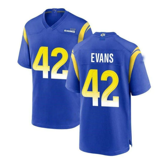 LA.Rams #42 Ethan Evans Player Game Jersey - Royal Stitched American Football Jersey