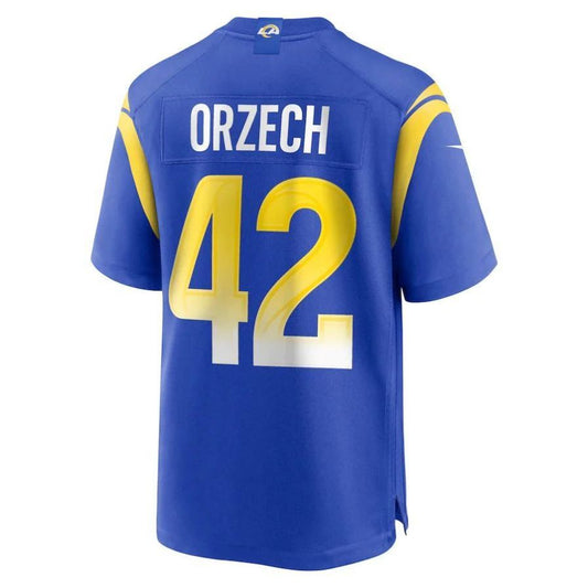 LA.Rams #42 Matthew Orzech Royal Player Game Jersey Stitched American Football Jerseys
