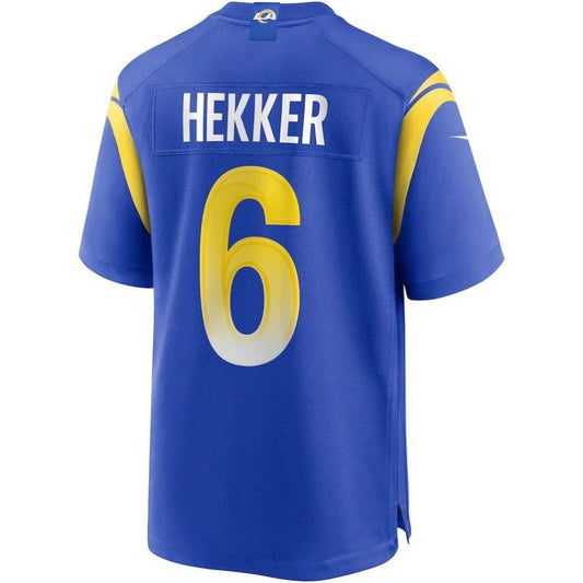 LA.Rams #6 Johnny Hekker Royal Player Game Jersey Stitched American Football Jerseys