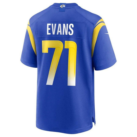 LA.Rams #71 Bobby Evans Royal Player Game Jersey Stitched American Football Jerseys