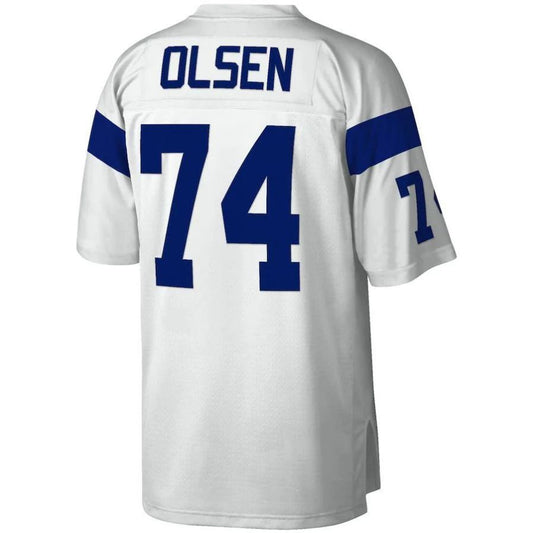 LA.Rams #74 Merlin Olsen Mitchell & Ness White 1969 Legacy Replica Player Jersey Stitched American Football Jerseys