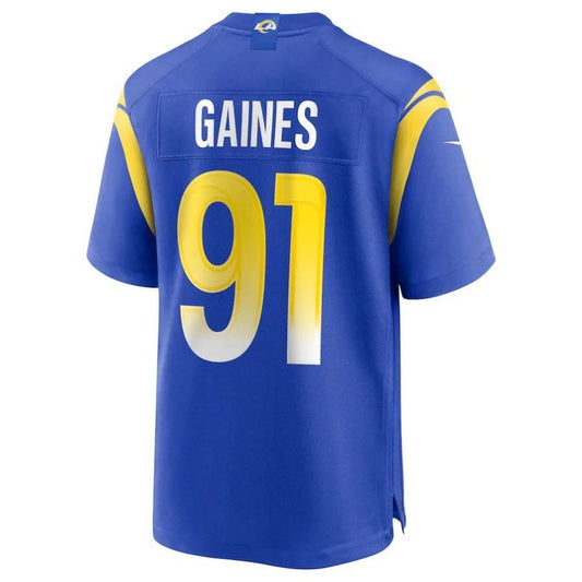LA.Rams #91 Greg Gaines Royal Player Game Jersey Stitched American Football Jerseys