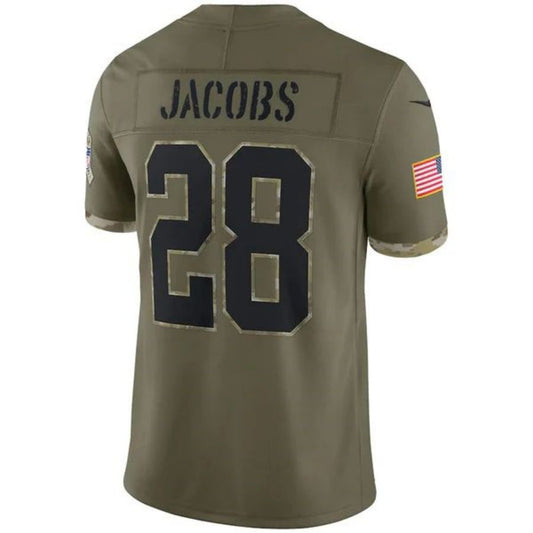 LV.Raiders #28 Josh Jacobs Olive 2022 Salute To Service Limited Jersey Stitched American Football Jerseys