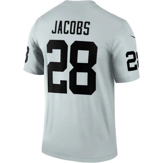 LV.Raiders #28 Josh Jacobs Silver Inverted Legend Jersey Stitched American Football Jerseys